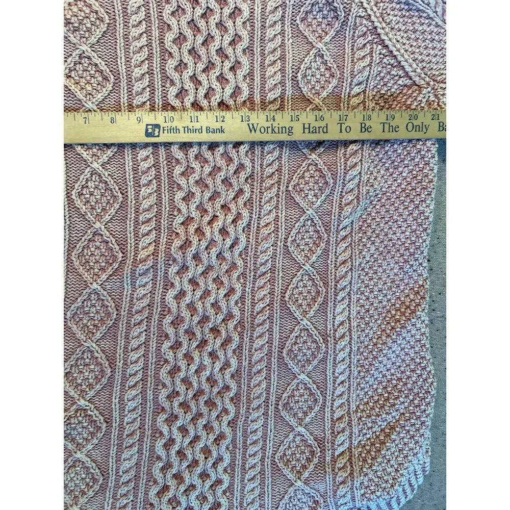 LL Bean Signature Heavy Washed Pink Cotton Cable Knit Tunic Sweater XL - Picture 5 of 6